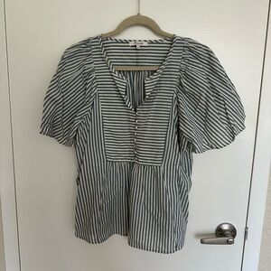 Madewell Blue and White Striped Blouse
